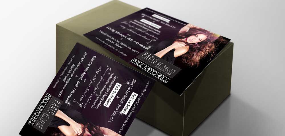 Salon Opening invitation card design, branding design in hyderabad, invitation card design in secunderabad, paris de salon card design