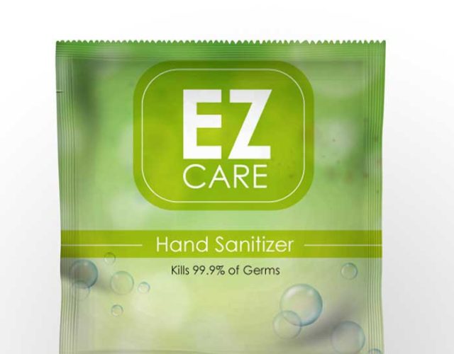 hand sanatizer packinging design in secunderabad, Ez Care sachet desighn in hyderabad, branding design in secunderabad