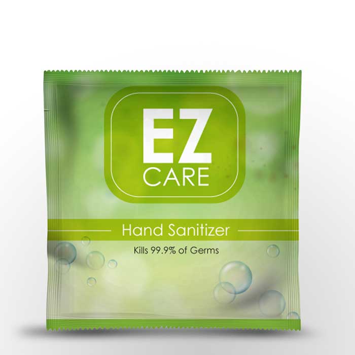 hand sanatizer packinging design in secunderabad, Ez Care sachet desighn in hyderabad, branding design in secunderabad