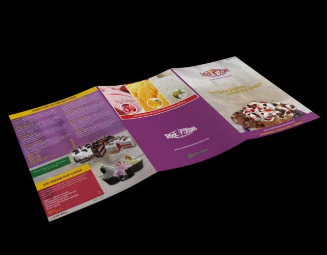 rockstone branding, ice cream cake box design, menu card design hyderabad