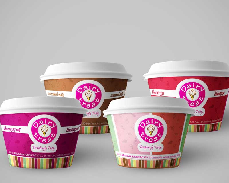 dairy treat Icecrean cup packaging design, new branding design in hyderabad, icecream cup design in secunderabad
