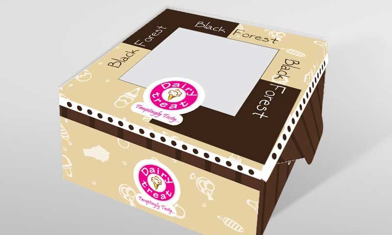 cake box design, packaging design in hyderabad, cake box branding in hyderabad, cake box design in secunderabad, dairy treat, cake box packaging design,
