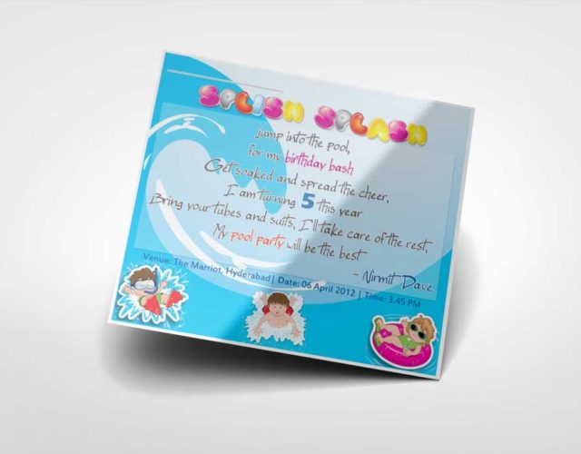 pool party invitation card design in hyderabad, new invitation card design, party ivitation design in secunderabad