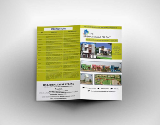 real estate brochure design in hyderabad, new brochure design, tps krishnanagar colony brochure design in secunderabad, real estate company brochure design
