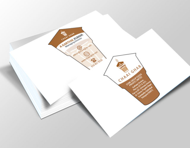 chaii ghar business card design in Hyderabad, tea manufacturing company in Hyderabad, new business card design in Hyderabad