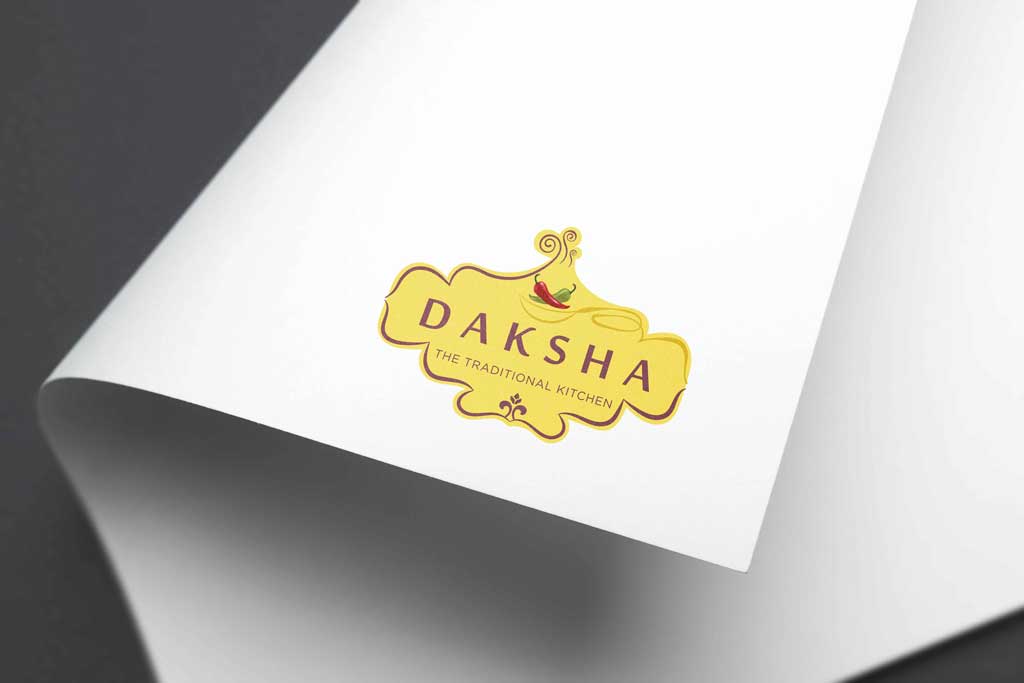 daksha restaurant logo design in hyderabad, new restaurant logo design, restaurant brand logo in Hyderabad