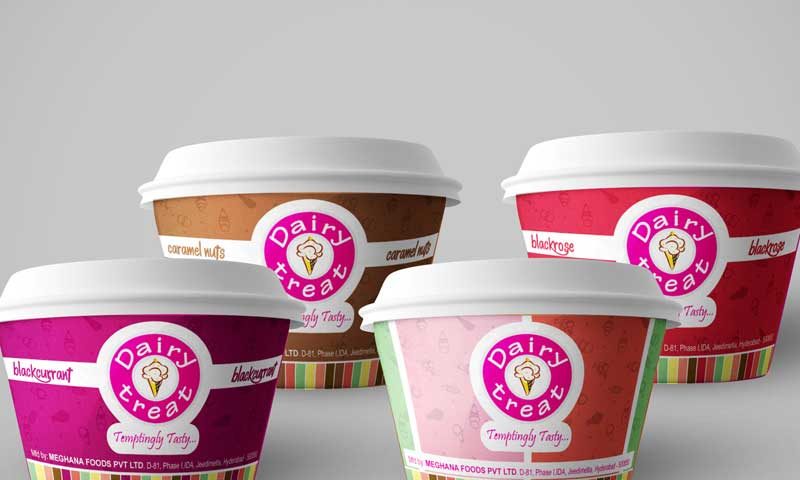 dairy treat Icecrean cup packaging design, new branding design in hyderabad, icecream cup design in secunderabad