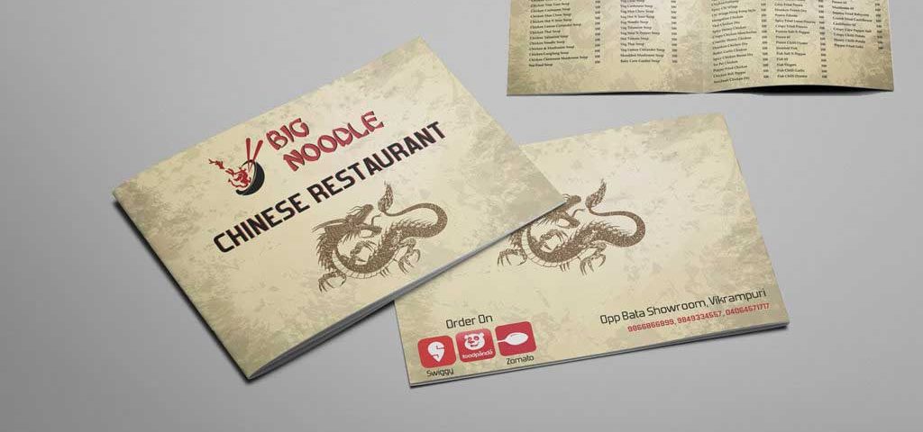 chinese menu design, menu card design secunderabad, big noodle menu design