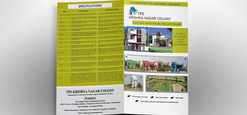 real estate brochure design in hyderabad, new brochure design, tps krishnanagar colony brochure design in secunderabad, real estate company brochure design