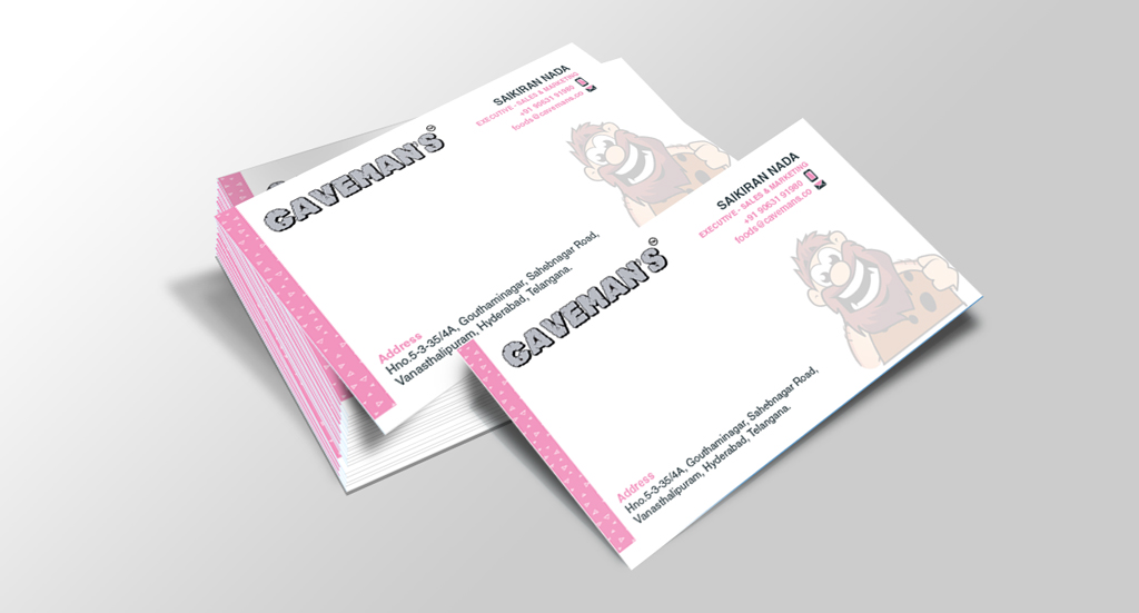 cavemens business card design, new candy company business card design in Hyderabad, candy company business card design