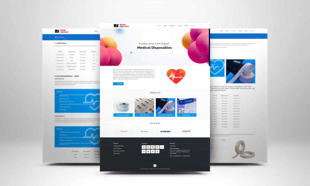 medical company industry website design in Hyderabad, new website company design in Hyderabad, rucha chemtech website design